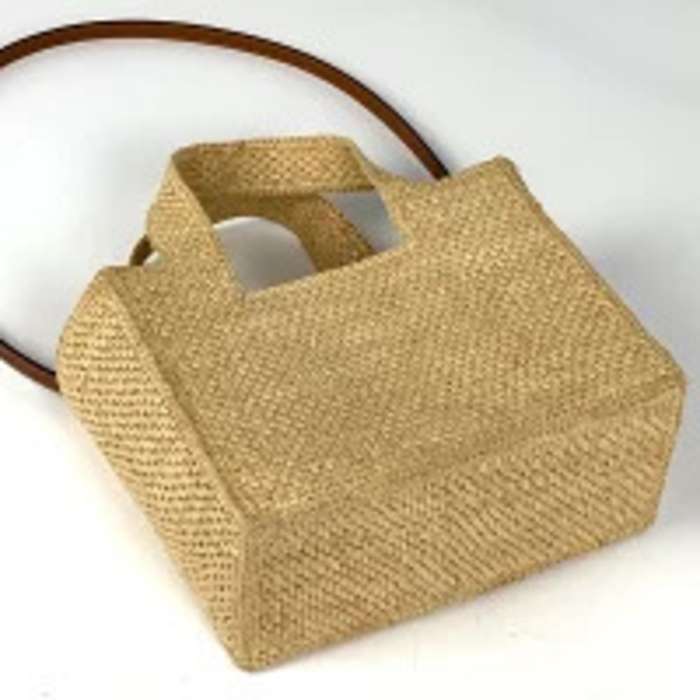 Loewe Shoulder Basket Font Raffia Tote Bag